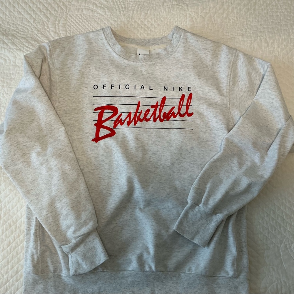 Nike Light Gray Sweatshirt with Red Basketball Print